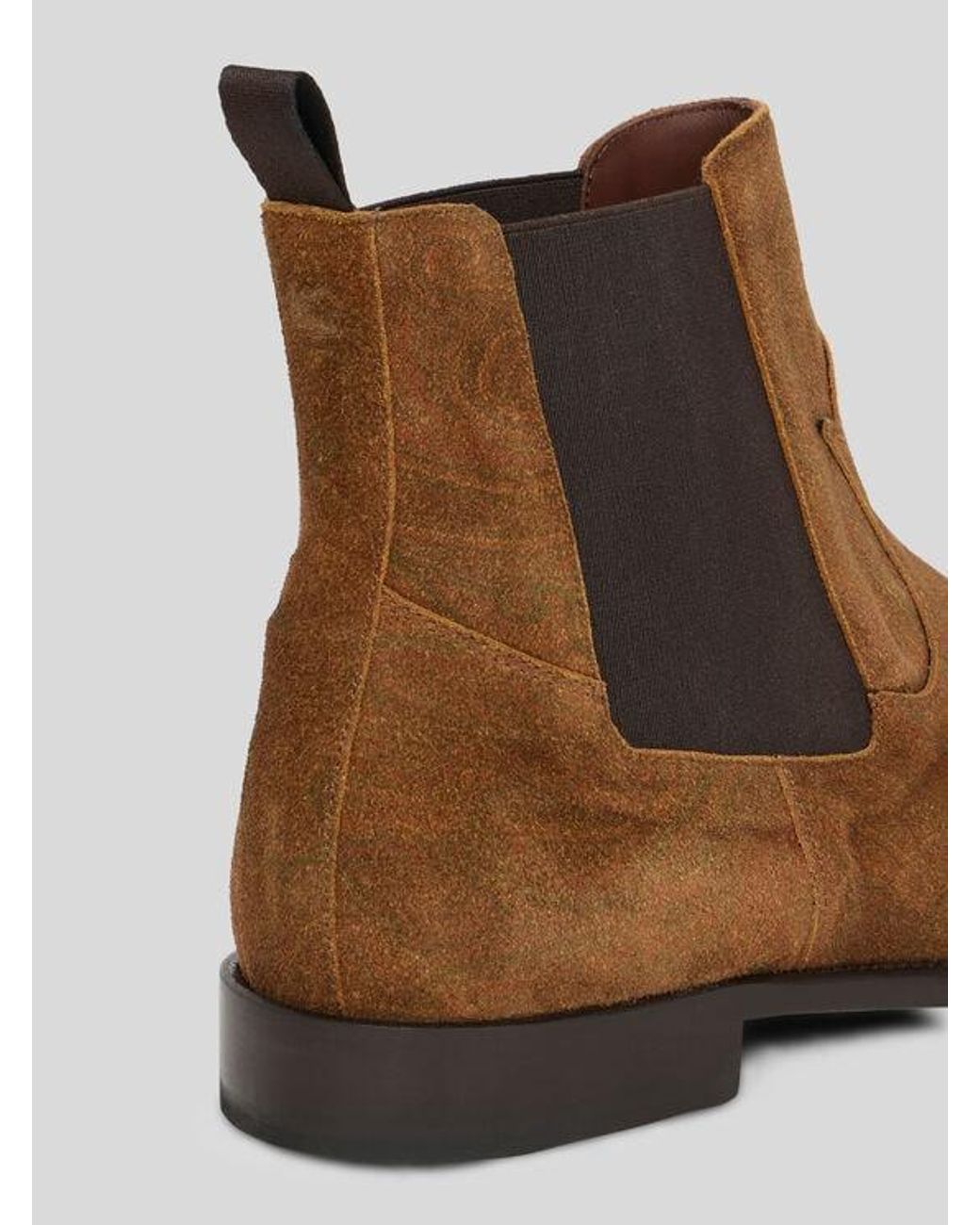 Etro Brown Suede Chelsea Ankle Boots With Arnica Motif for men