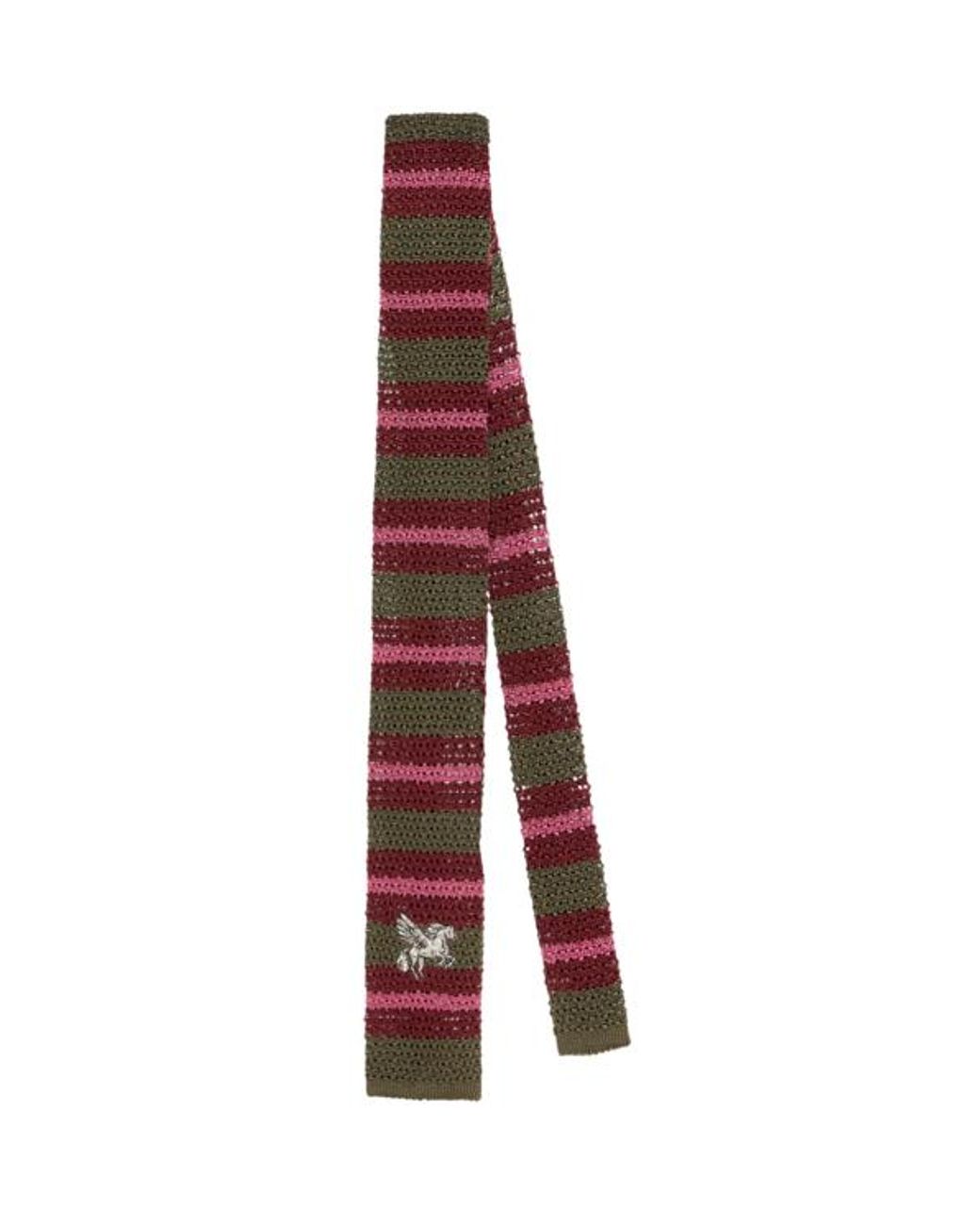 Etro Purple Knit Silk Tie With Stripes And Pegaso for men