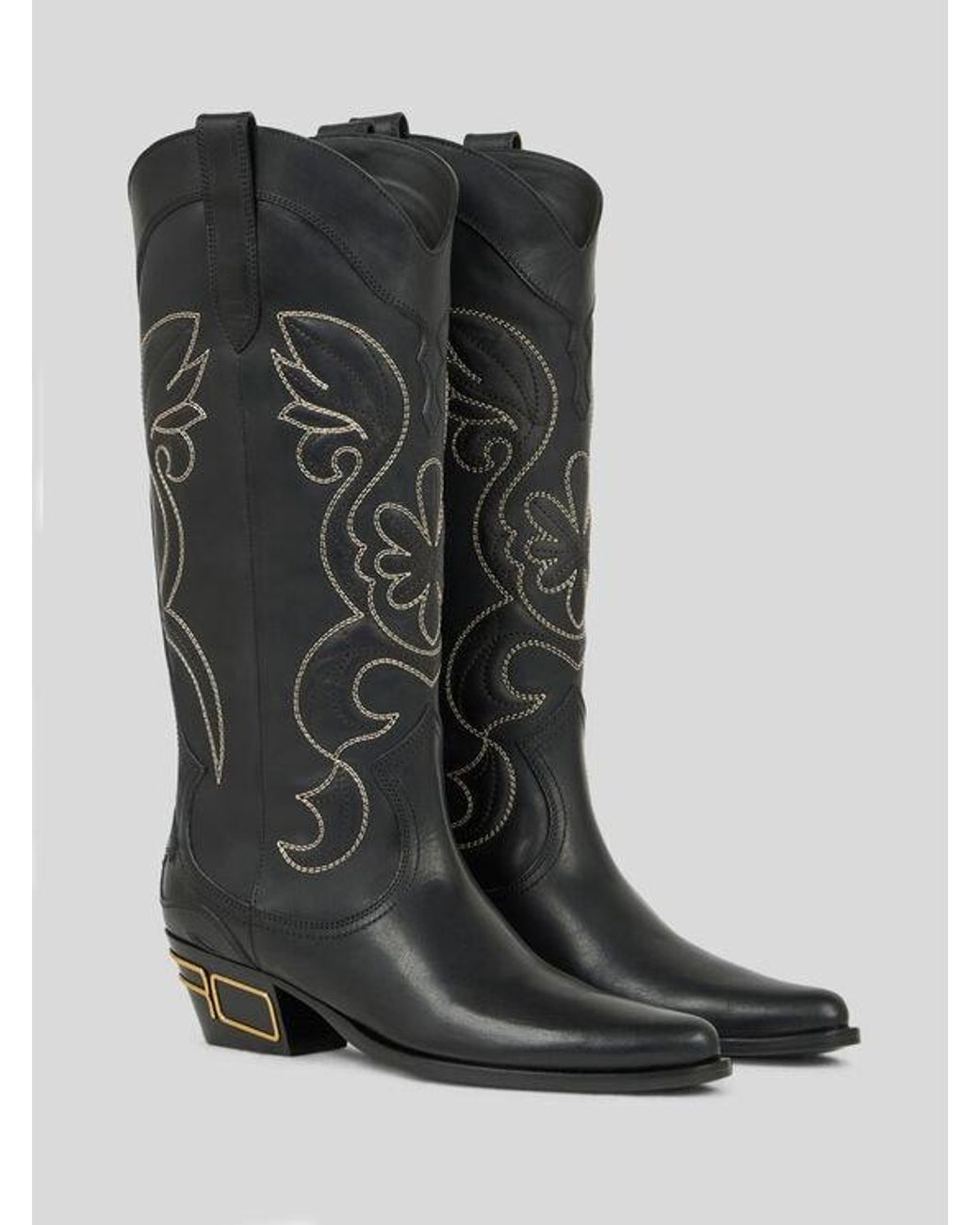 Etro Black Texan-Style Leather Boots