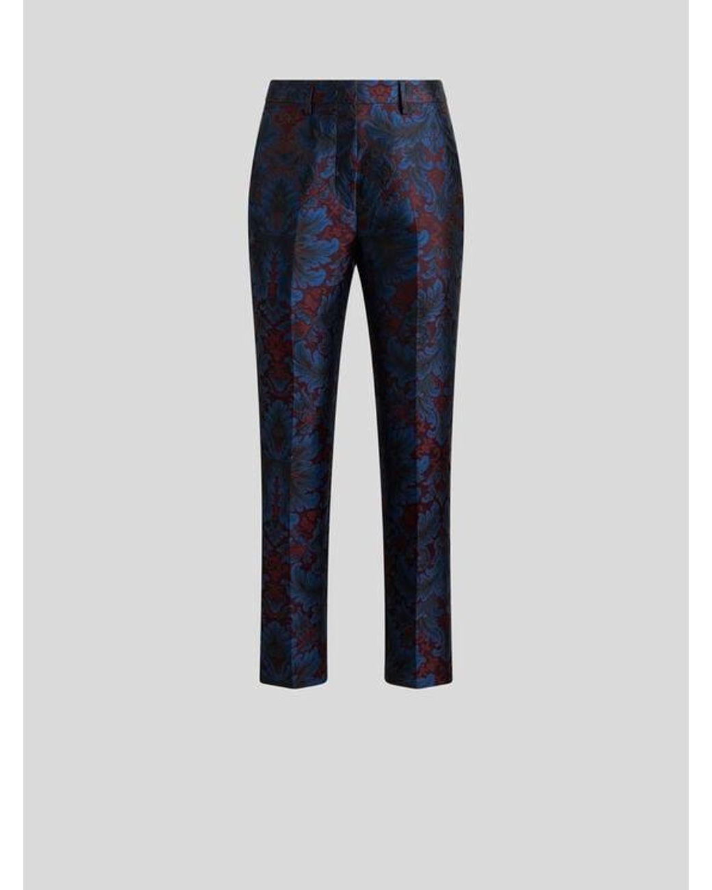 Etro Blue Silk-Blend Jacquard Cigarette Trousers