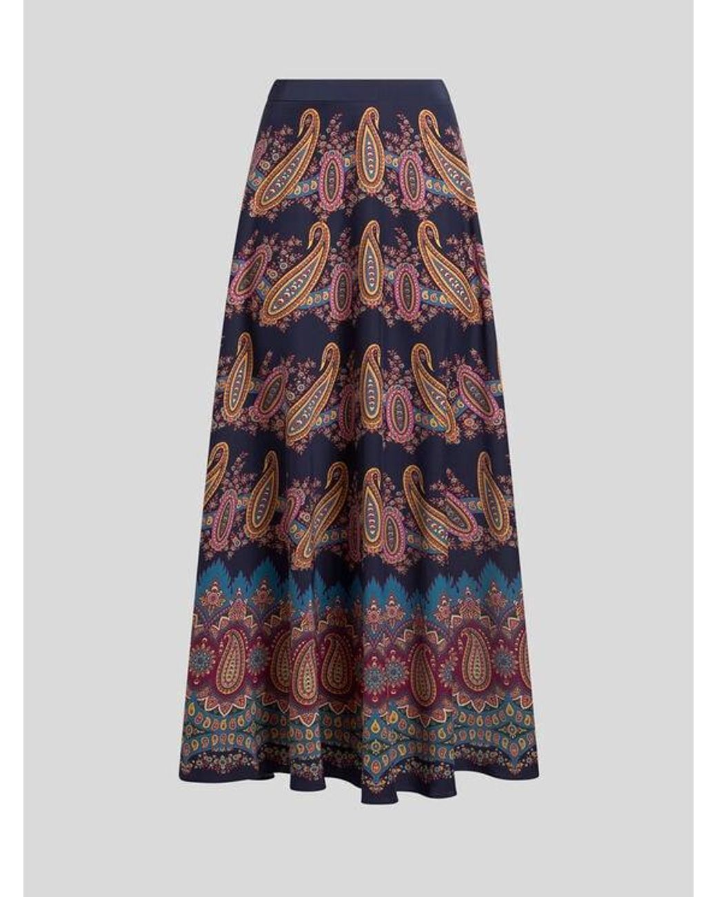 Etro Purple Silk Skirt With Placed Print