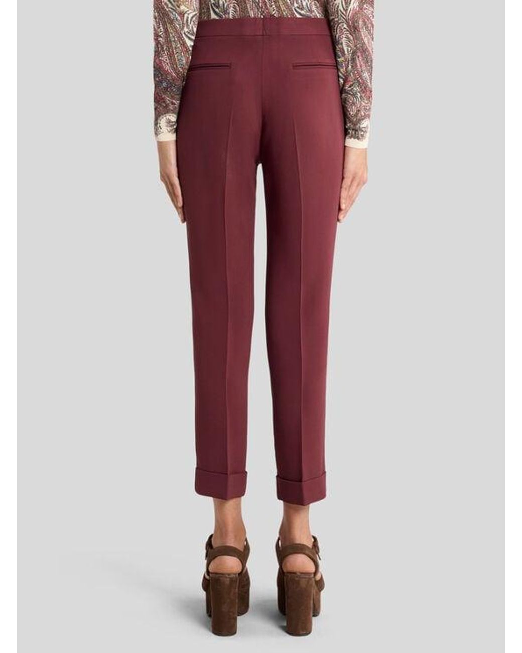 Etro Red Cady Cigarette Trousers