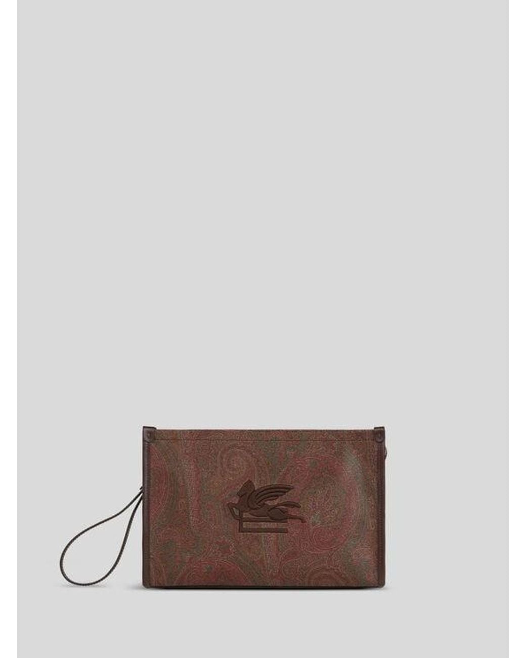Etro Brown Large Arnica Pouch With Pegaso for men