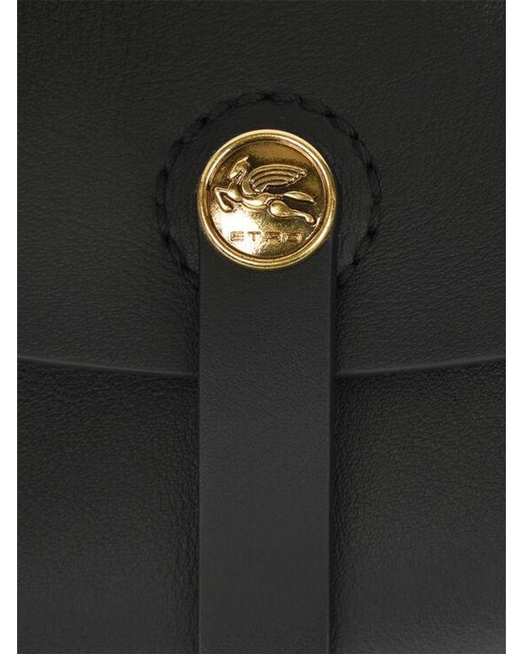 Etro Black Medium Leather Pony Bag