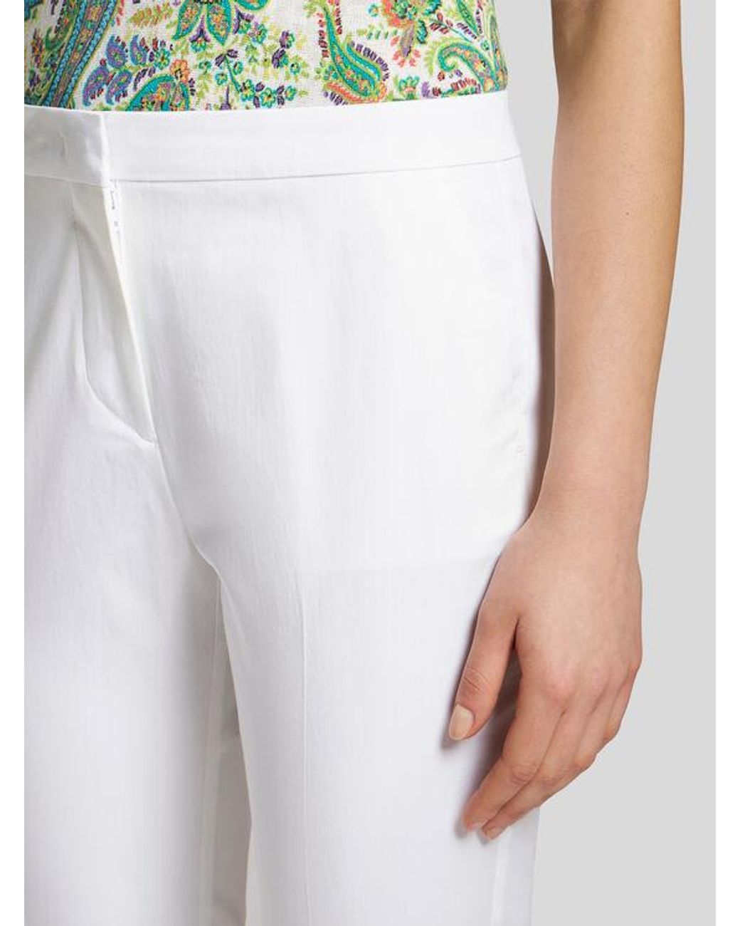 Etro White Cropped Stretch Cotton Trousers