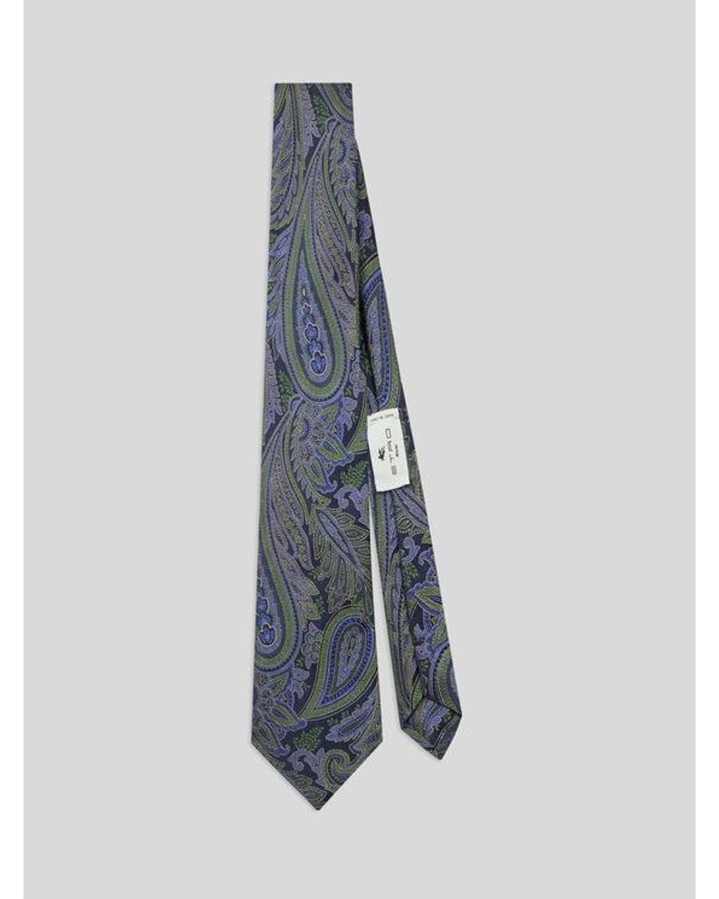 Etro Blue Paisley Silk Jacquard Tie for men