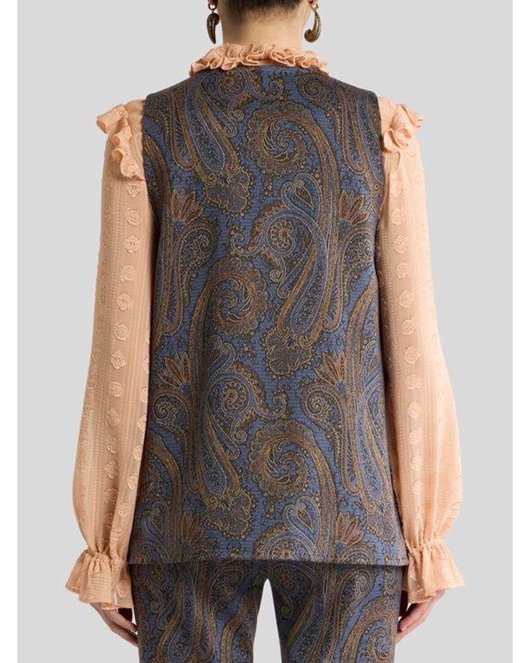 Etro Brown Cotton-Blend Jacquard Waistcoat With Paisley Motif