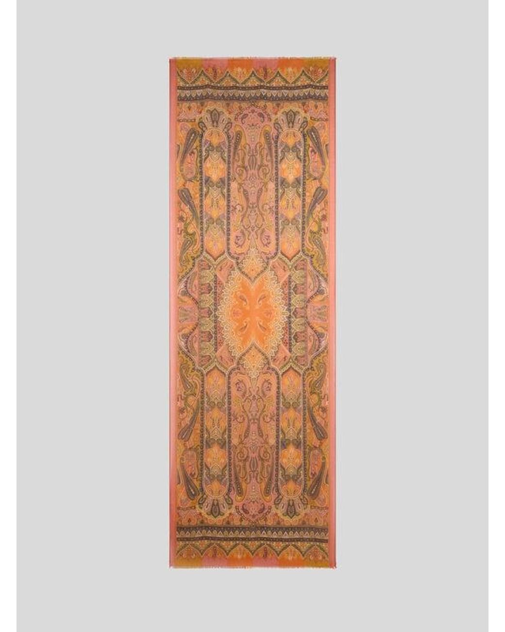 Etro Brown Cashmere Scarf With Paisley Motif for men