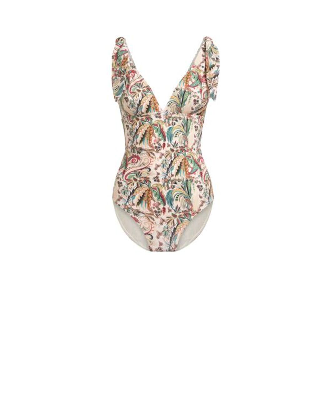 Etro White One-Piece Swimsuit With Paisley Foliage Motif