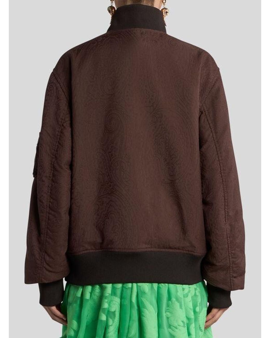 Etro Brown Jacquard Bomber Jacket With Arnica Motif