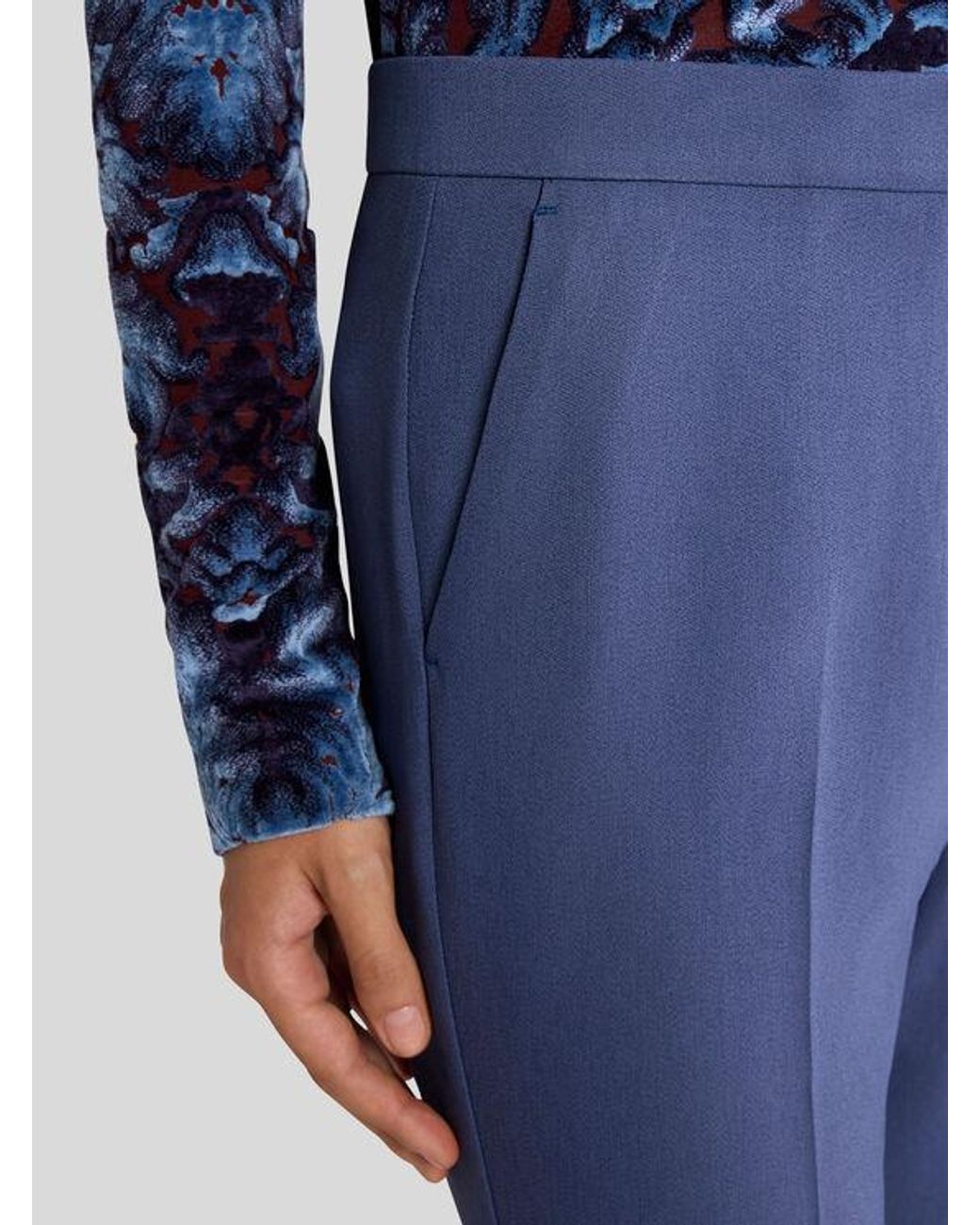 Etro Blue Cady Cigarette Trousers