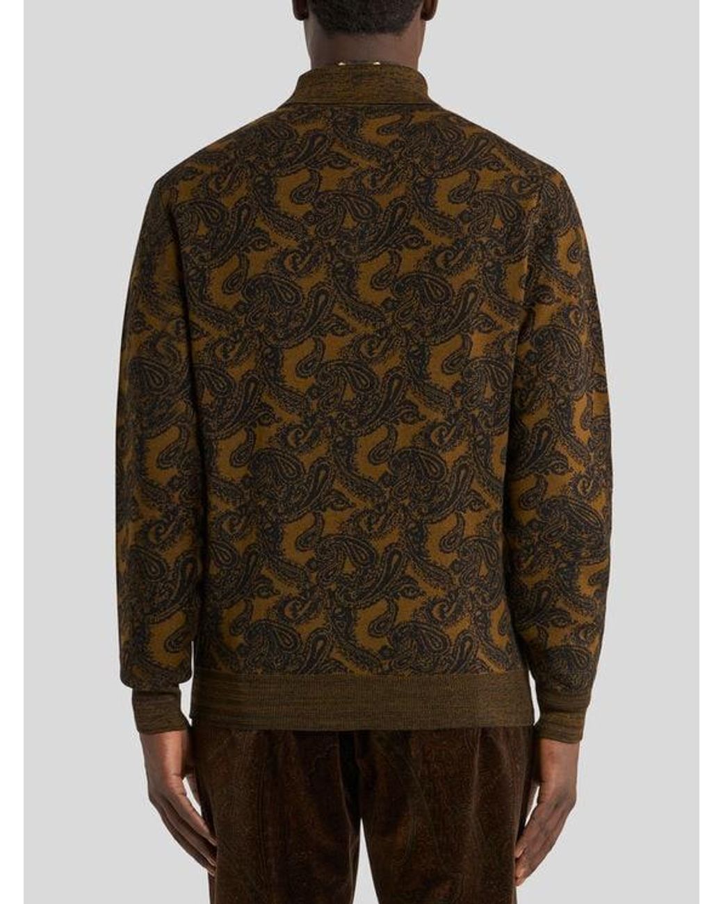 Etro Green Long-Sleeved Polo Shirt for men