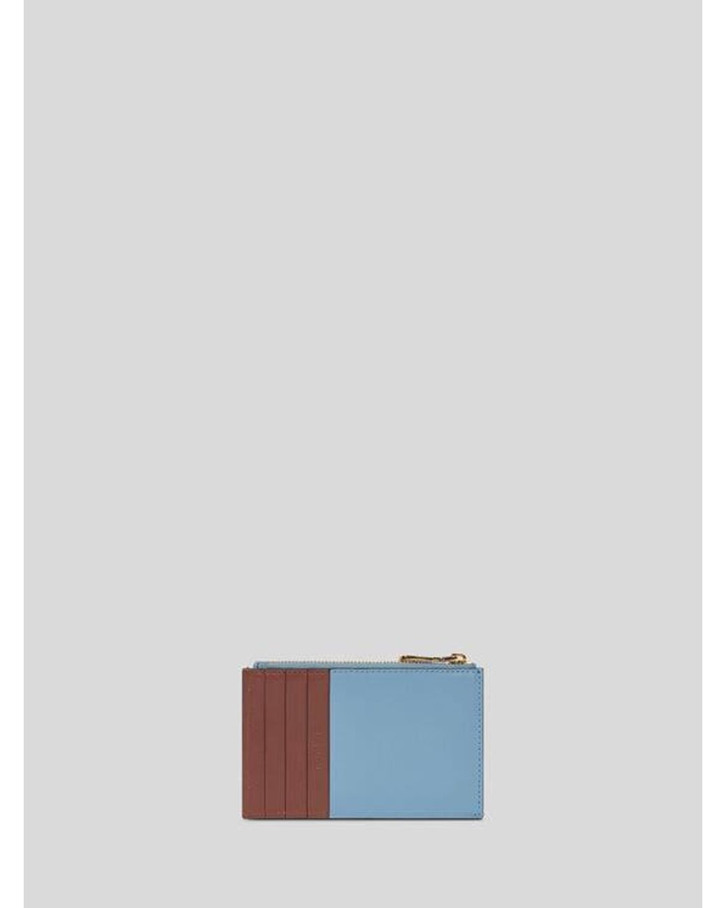 Etro Blue Leather Card Holder With Pegaso Button