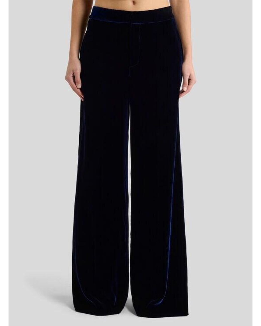 Etro Blue Wide-Leg Velvet Trousers