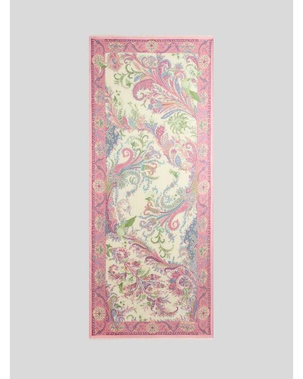 Etro Pink Scarf With Flora And Fauna Motif for men