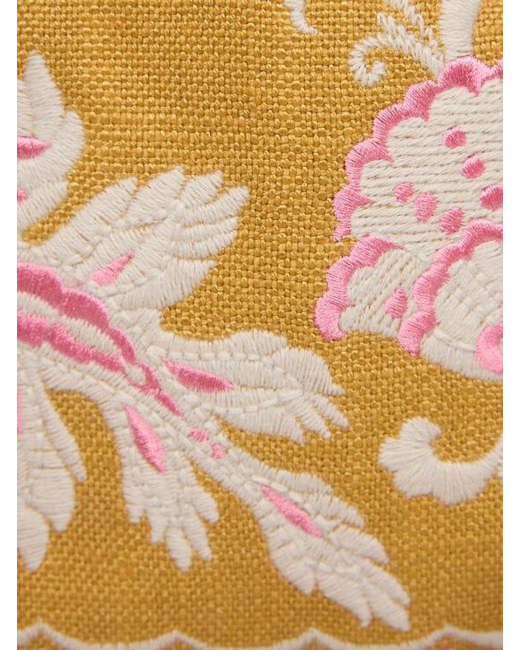 Etro Metallic Small Linen-Blend Kalispera Bag With Embroidery And Fringes