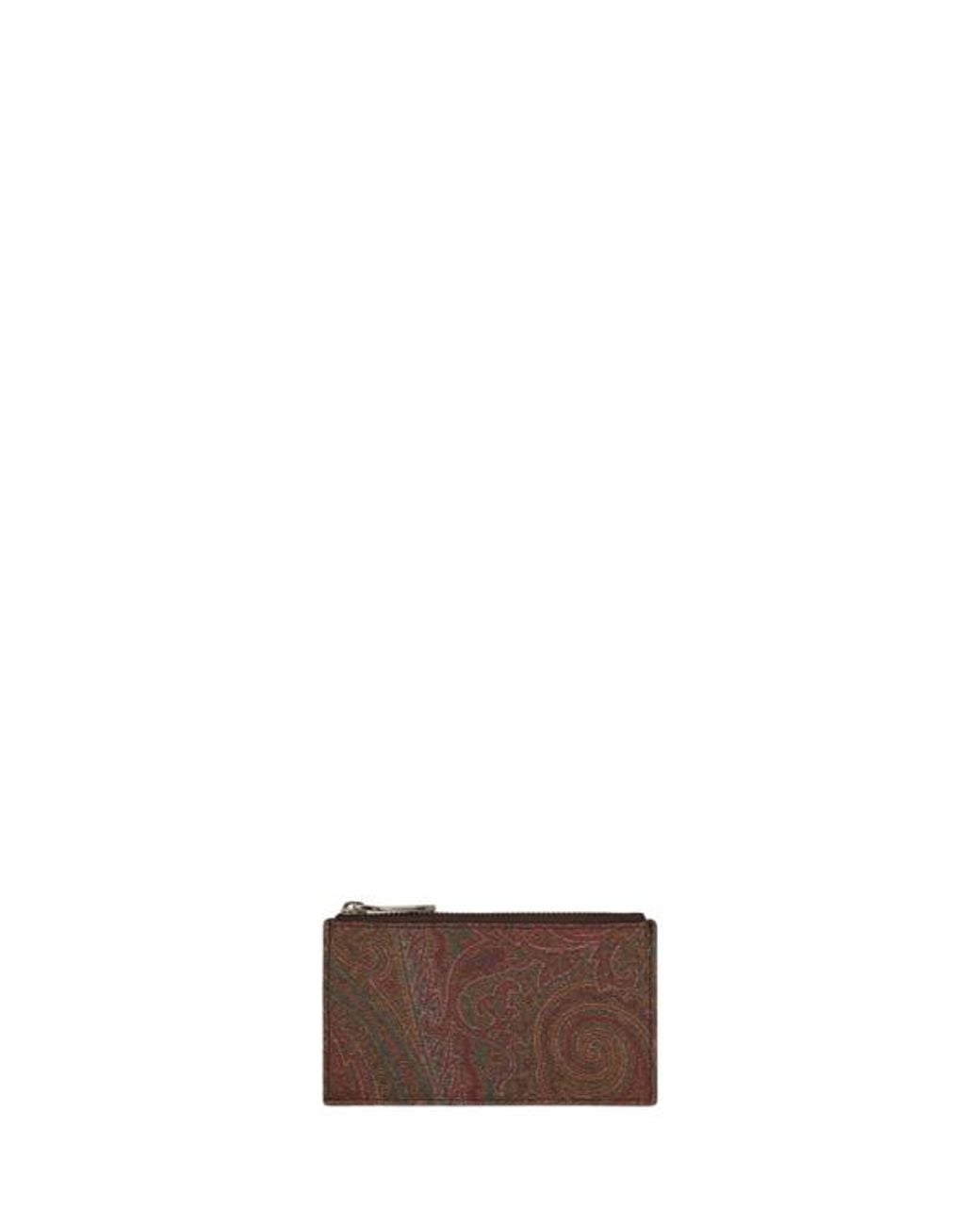 Etro Brown Arnica Card Holder With Zip for men