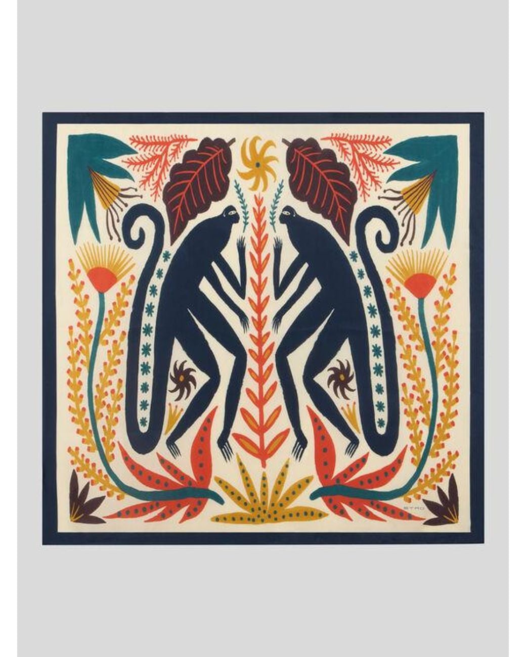 Etro Blue X Tabby Booth Silk Twill Scarf With Placed Print