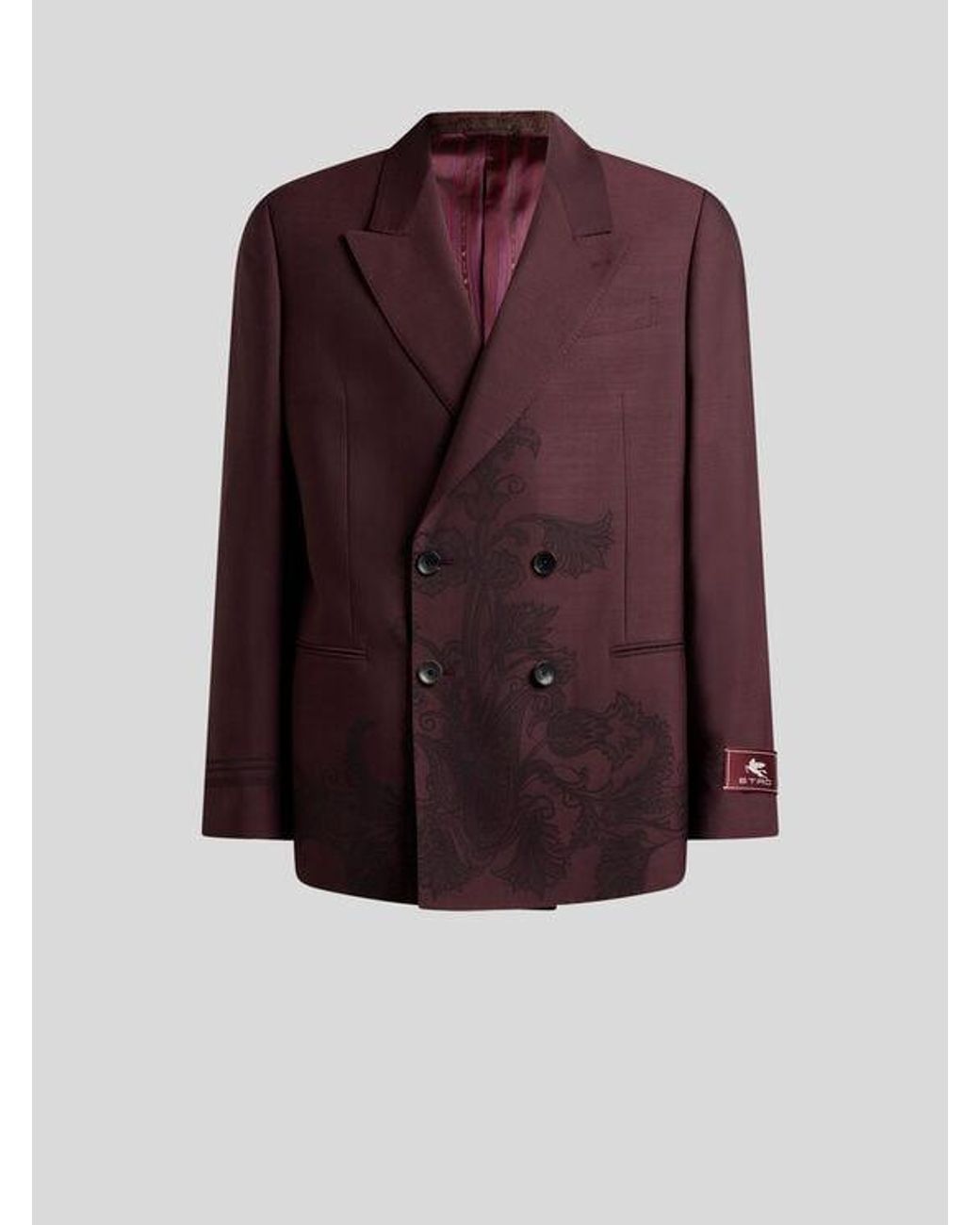 Etro Purple Double-Breasted Jacket With Placed Motif for men