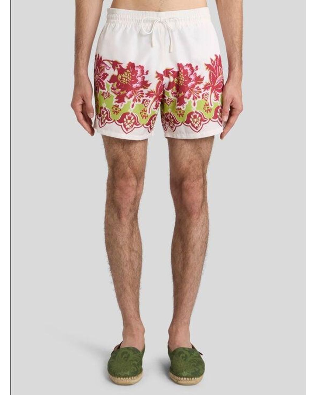 Etro Pink Swimsuit With Placed Floral Print for men