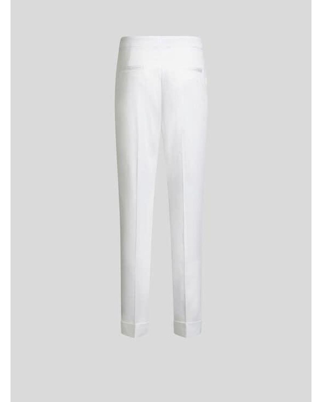 Etro White Cropped Stretch Cotton Trousers