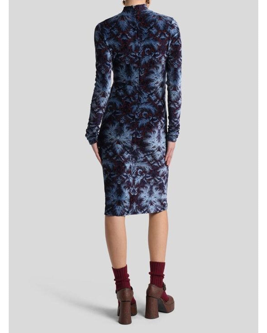 Etro Blue Chenille Jacquard Dress
