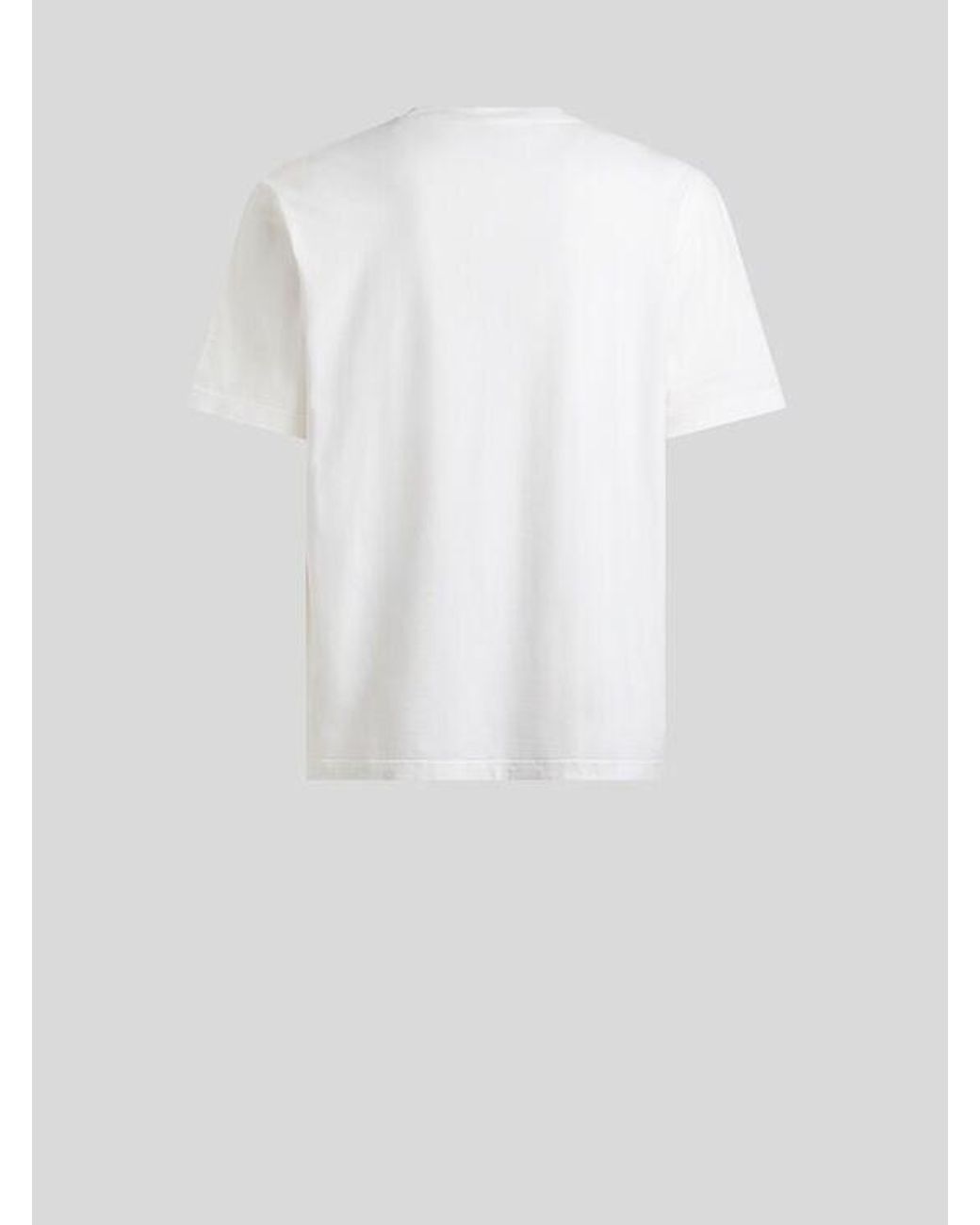 Etro White Cotton Jersey T-Shirt With Pegaso Embroidery for men