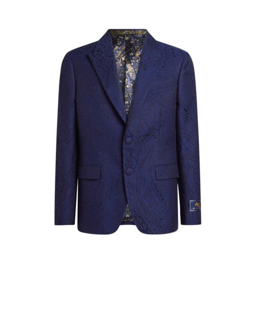 Etro Blue Jacquard Single-Breasted Jacket With Paisley Motif for men