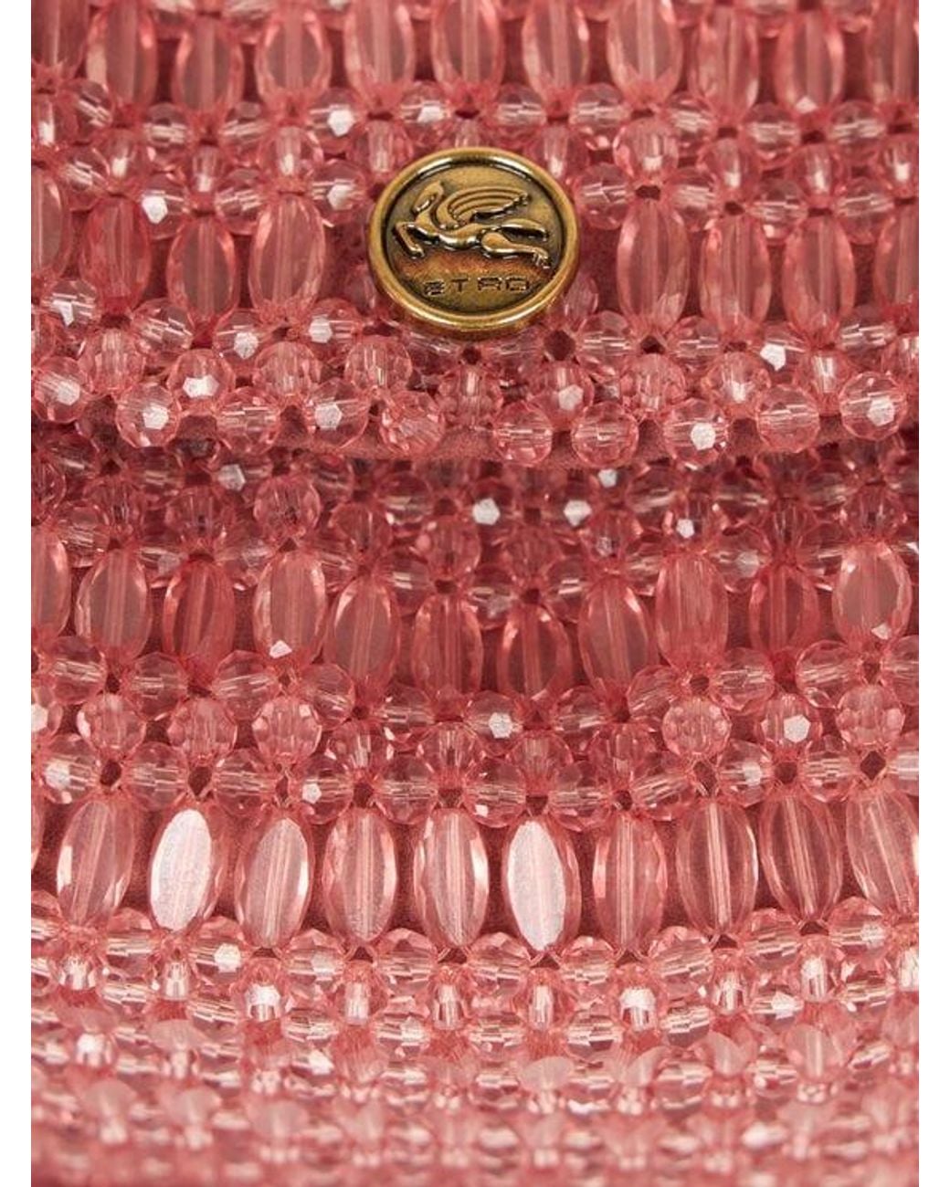Etro Pink Small Pony Bag With Embroidered Beads