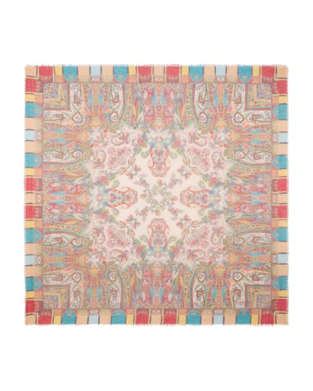 Etro Pink Modal Blend Scarf With Paisley Foliage Pattern