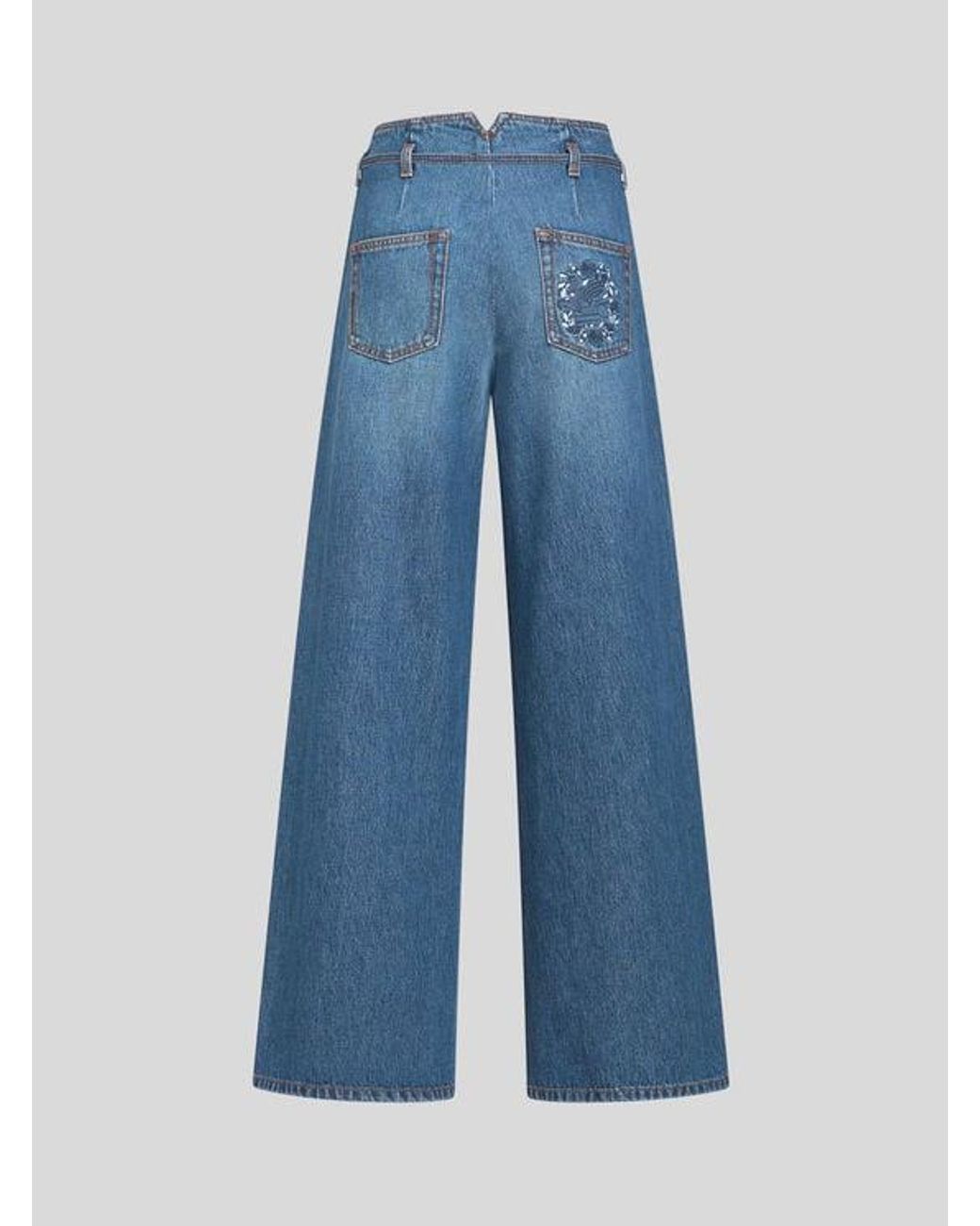 Etro Blue Culotte Jeans With Belt