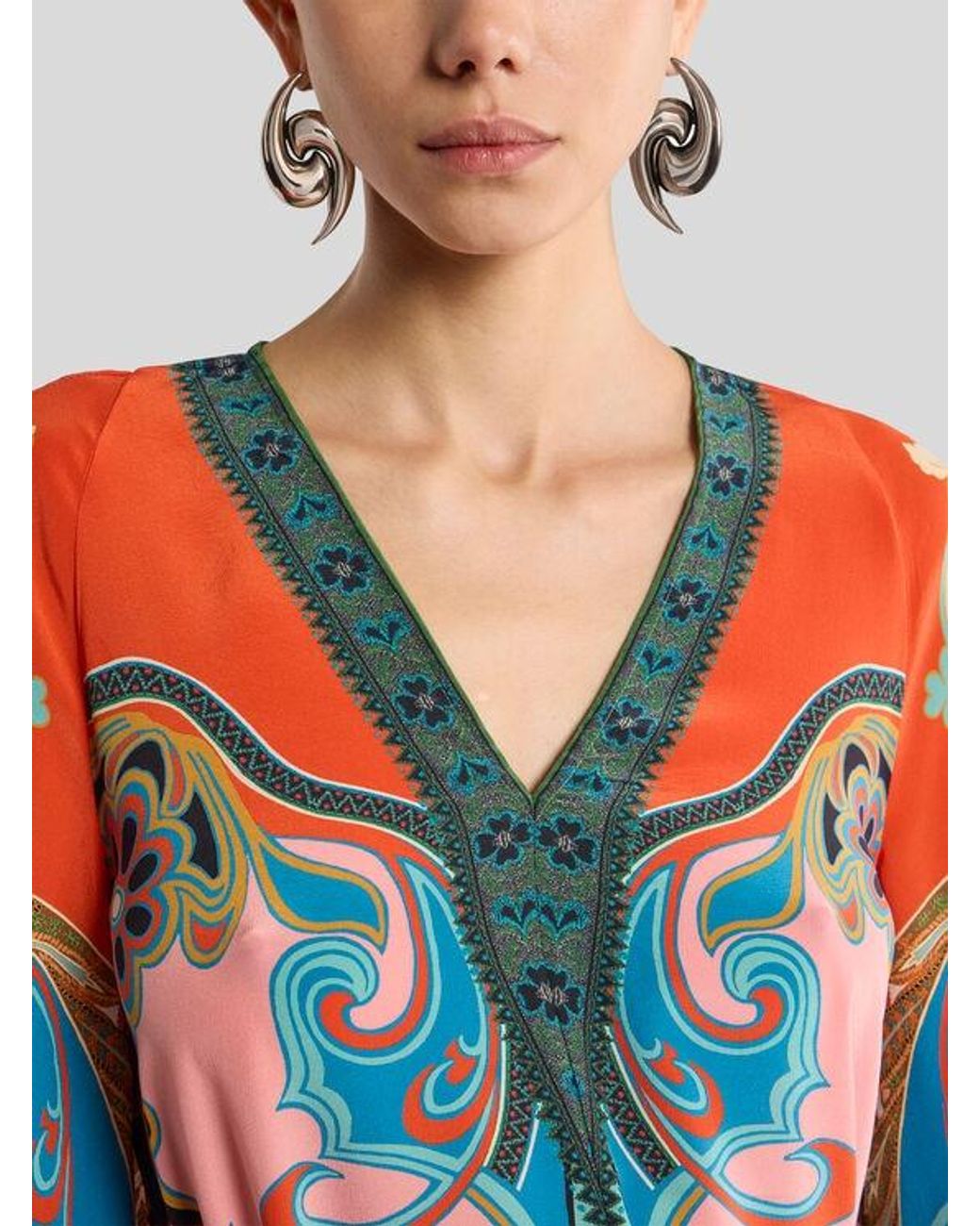 Etro Metallic Drop Earrings With Paisley