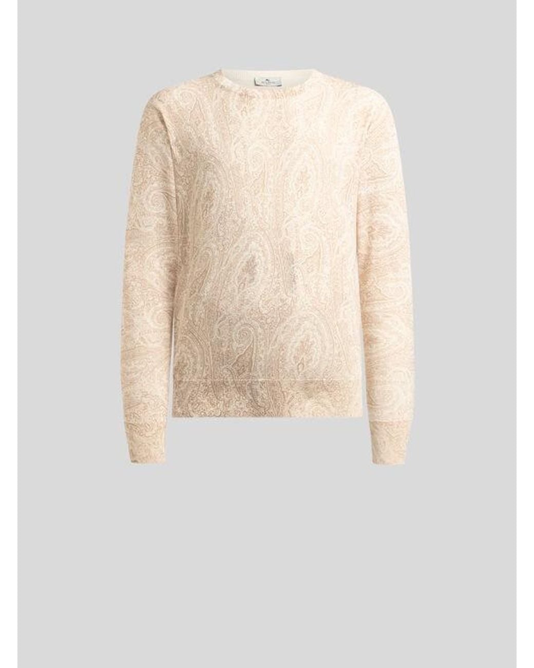 Etro White Cotton-Blend Sweater With Floral Arnica Motif for men
