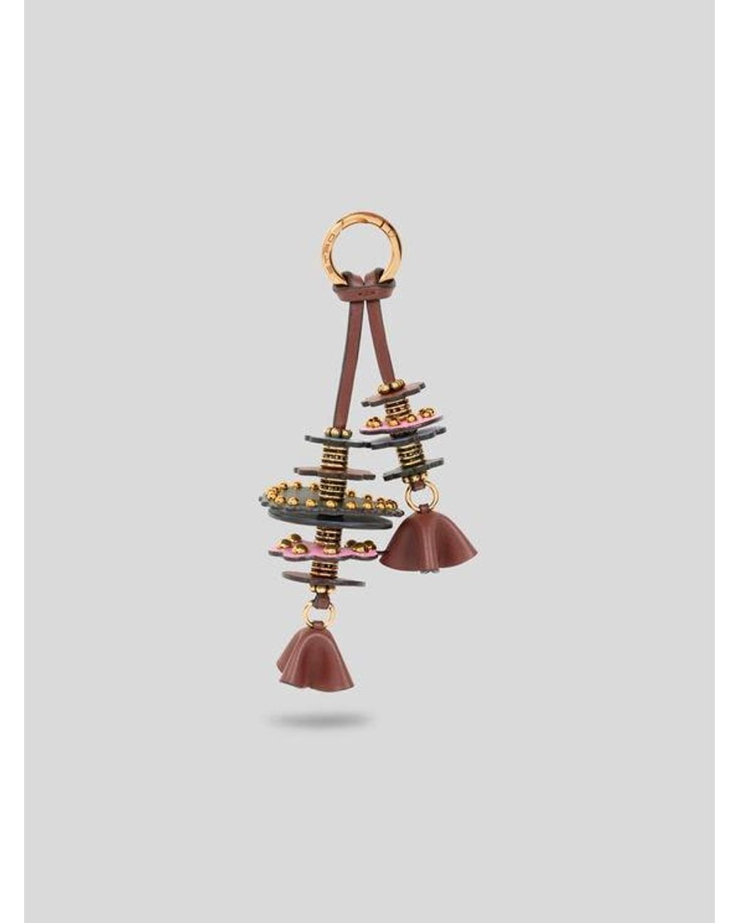 Etro White Leather Charm With Discs And Flowers