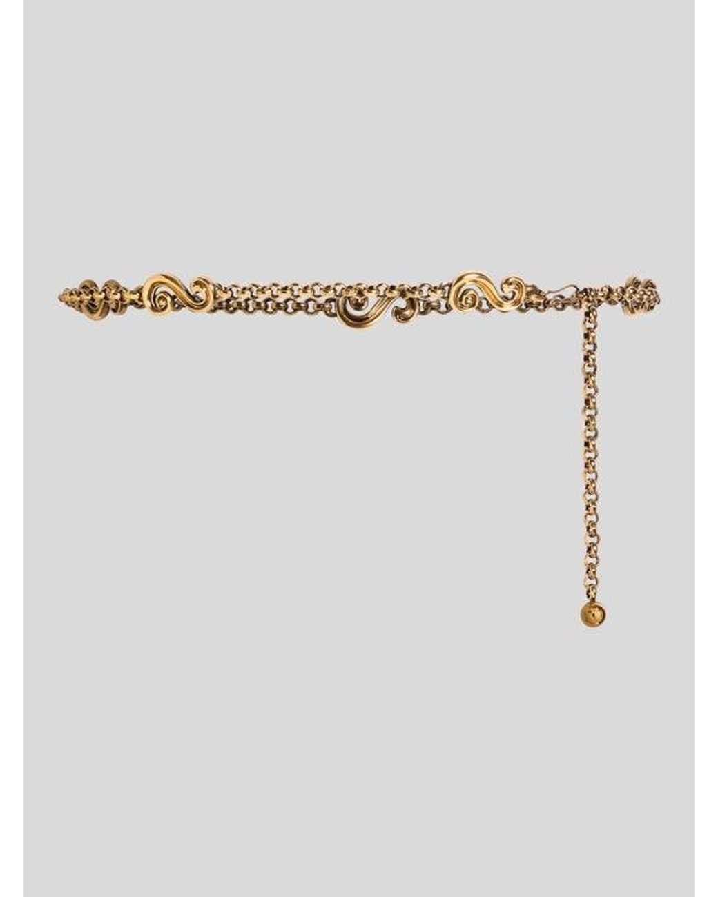 Etro White Chain Belt With Paisley Appliqués