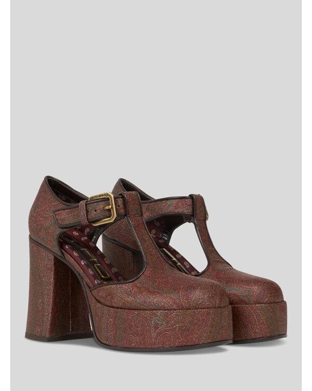 Etro Brown Paisley Mary Jane Sandals