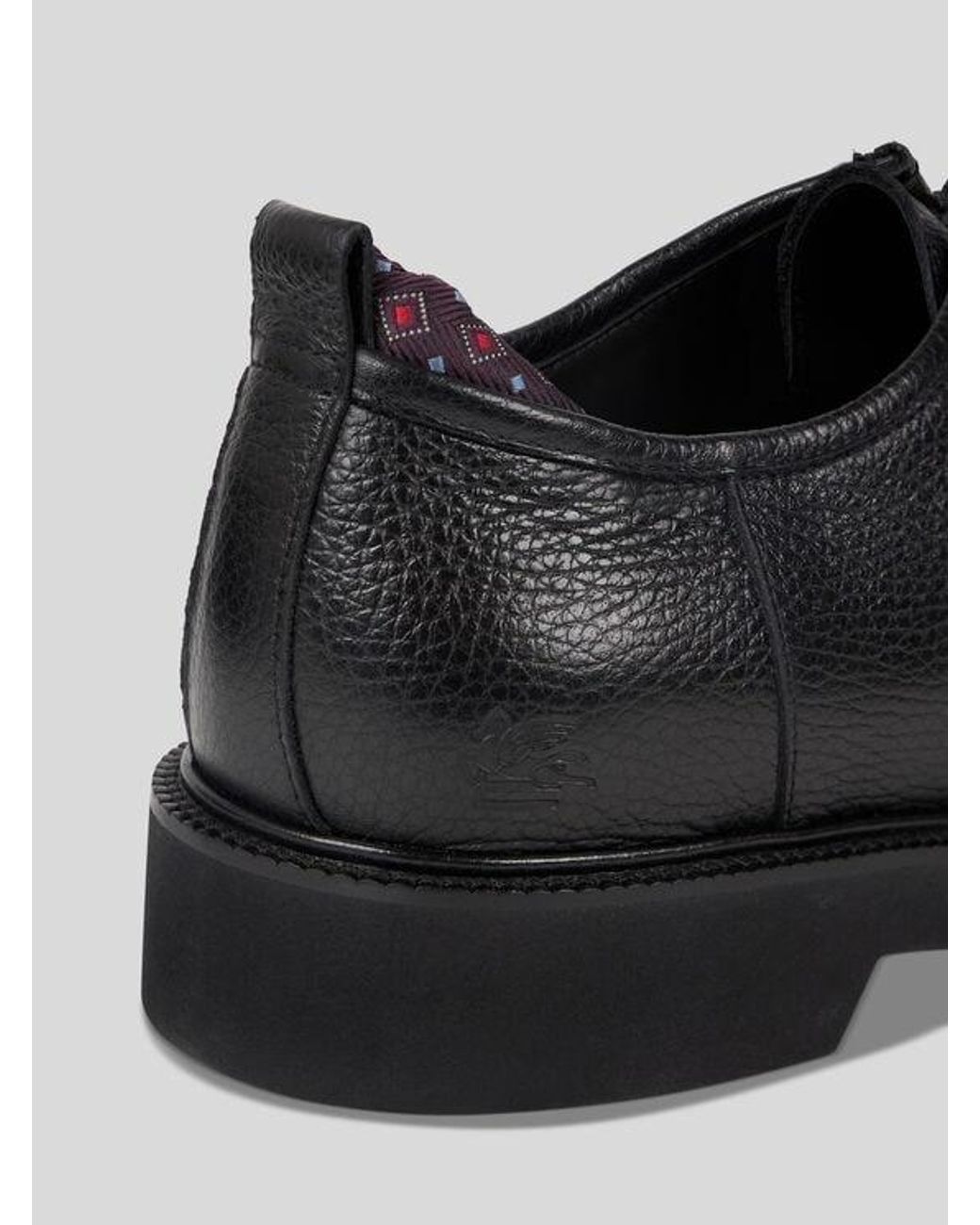 Etro Black Leather Lace-Up Shoes for men