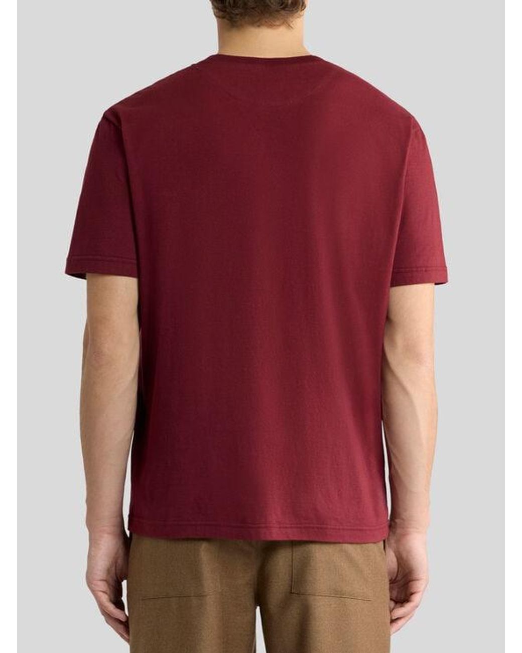 Etro Red Cotton Jersey T-Shirt With Raised Pegaso Logo for men