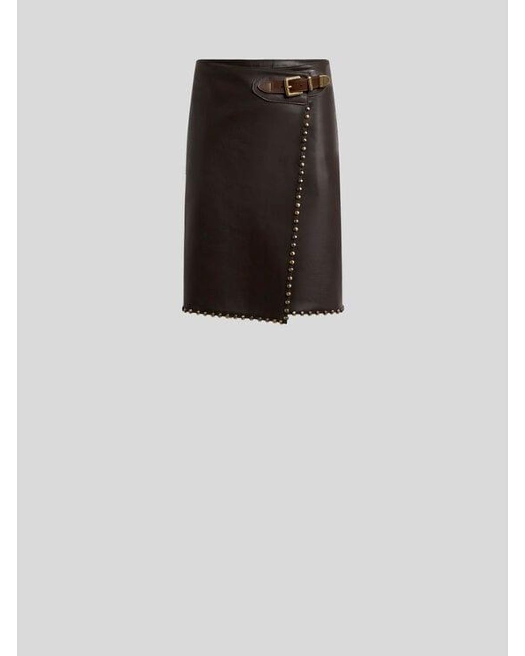 Etro Black Short Leather Skirt With Studs