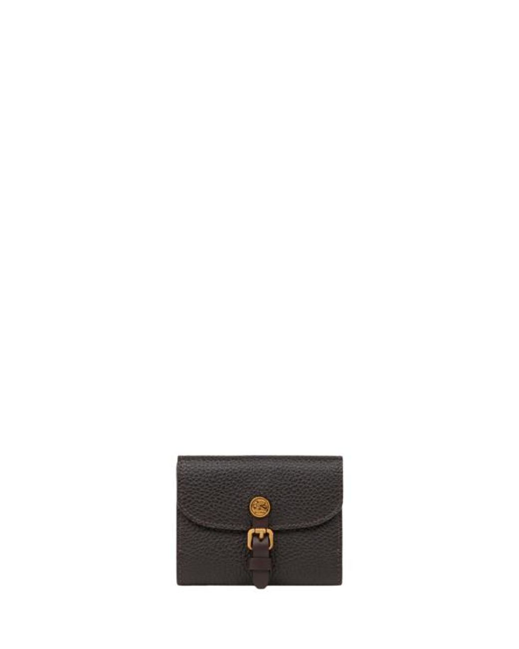 Etro White Small Tumbled Leather Pony Wallet