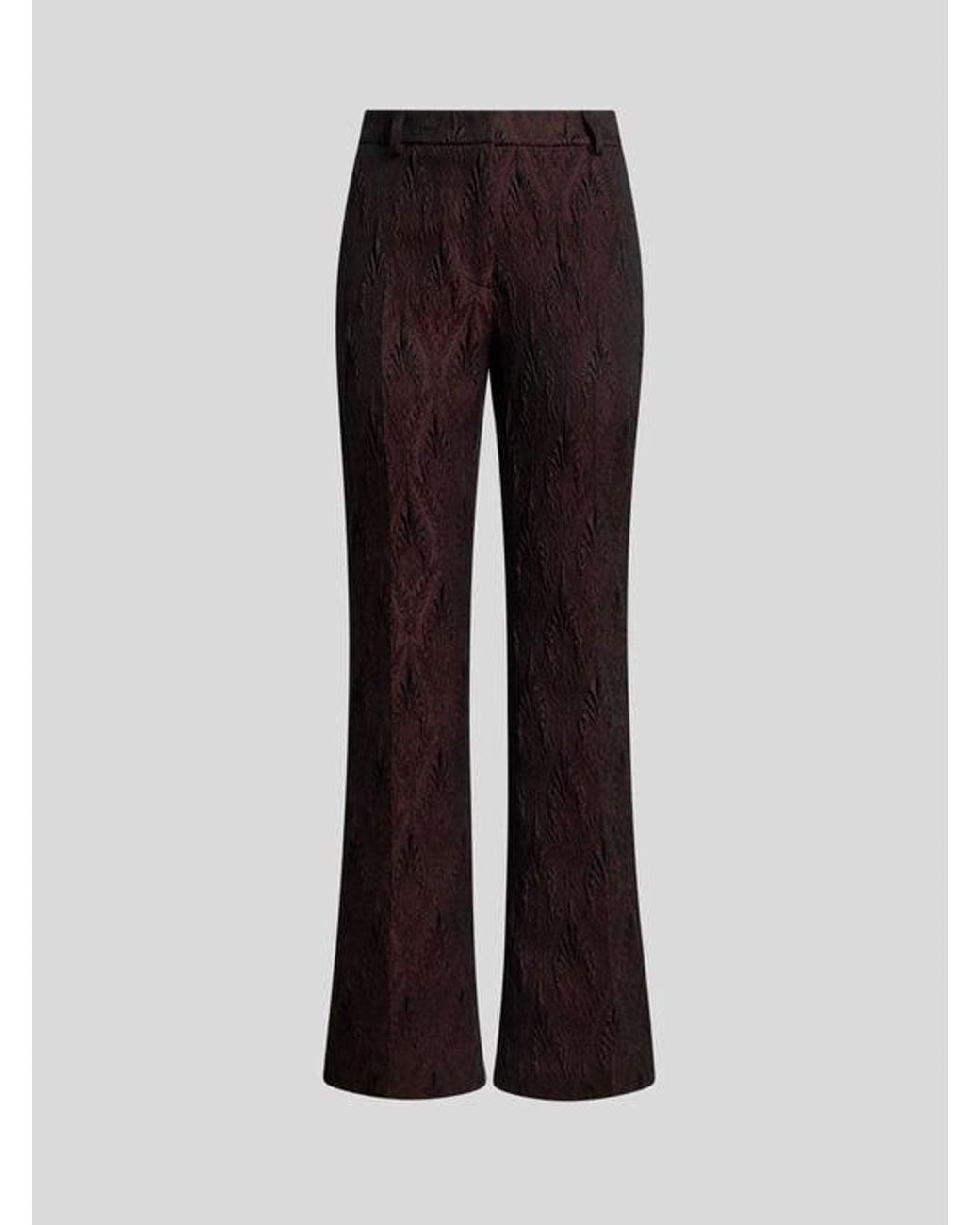 Etro Black Jacquard Trousers With Floral Medallion Motif