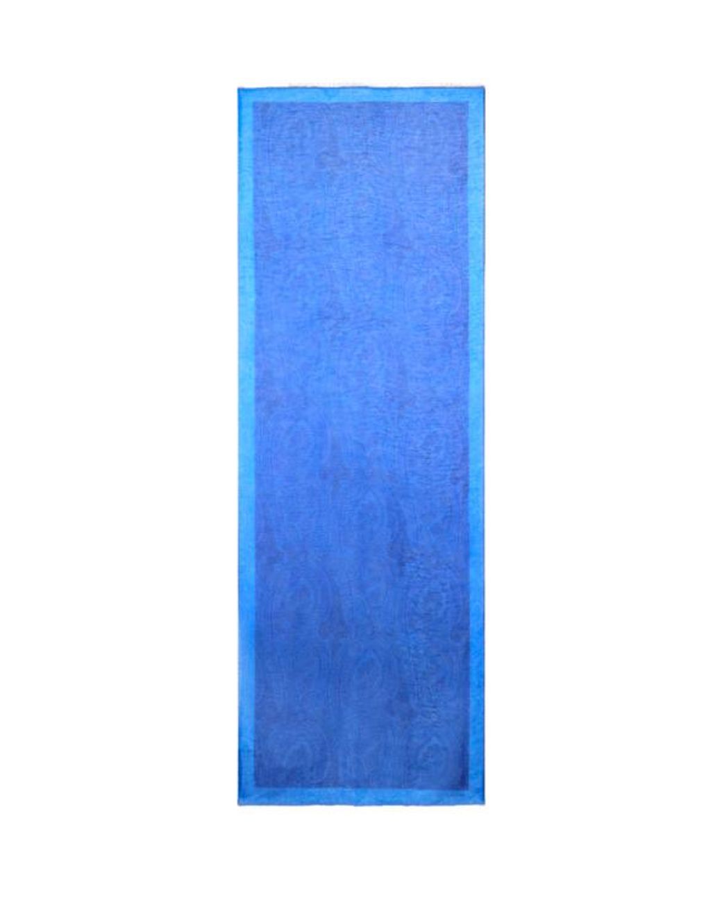 Etro Blue Linen-Blend Scarf With Paisley Motif for men
