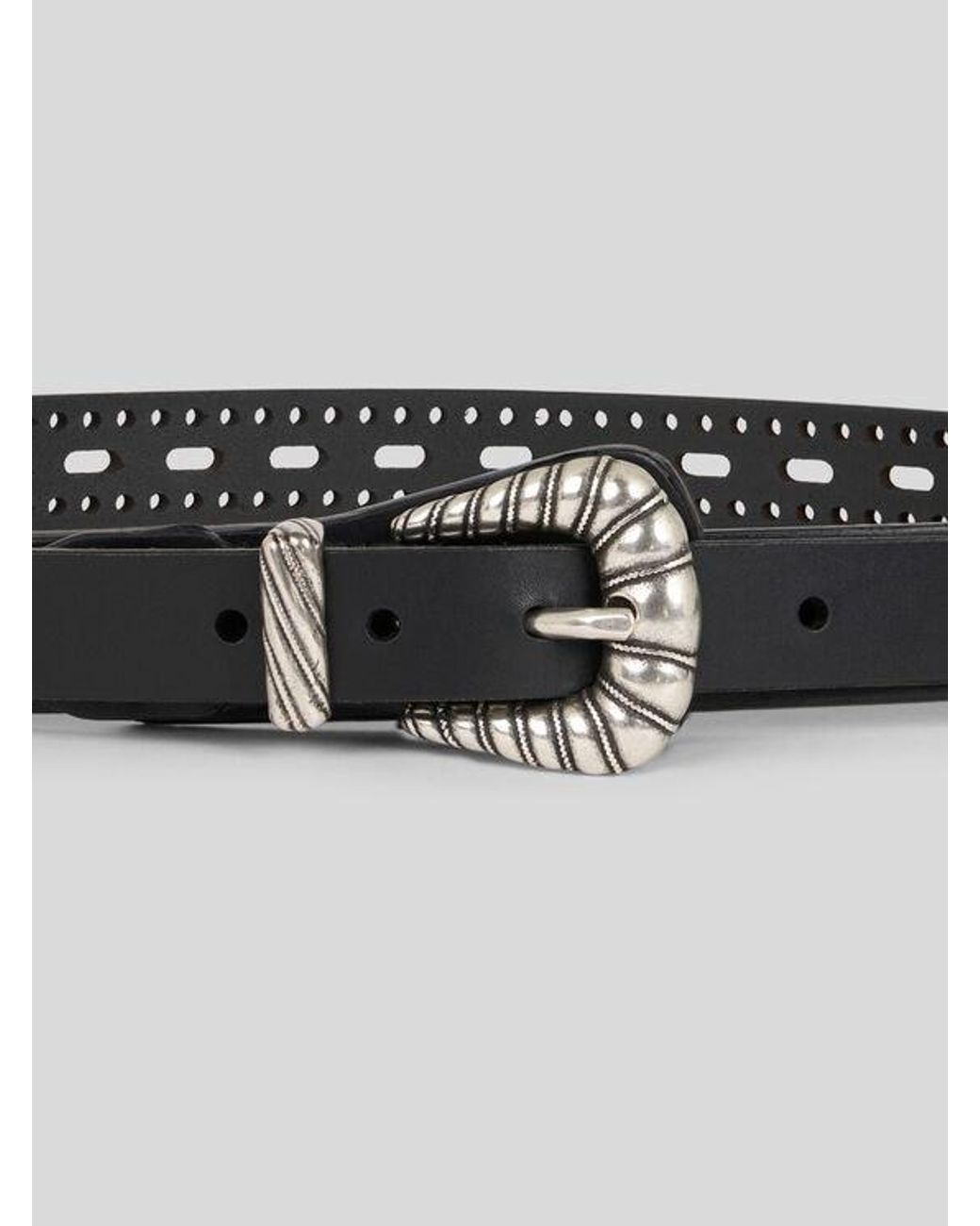 Etro Black Leather Belt With Openwork