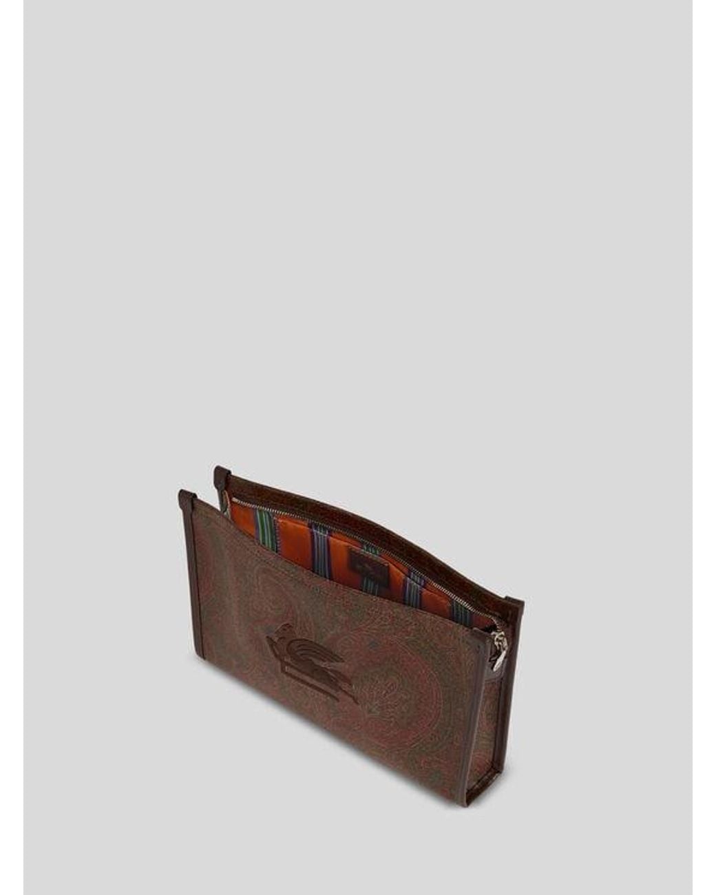Etro Brown Large Arnica Pouch With Pegaso for men