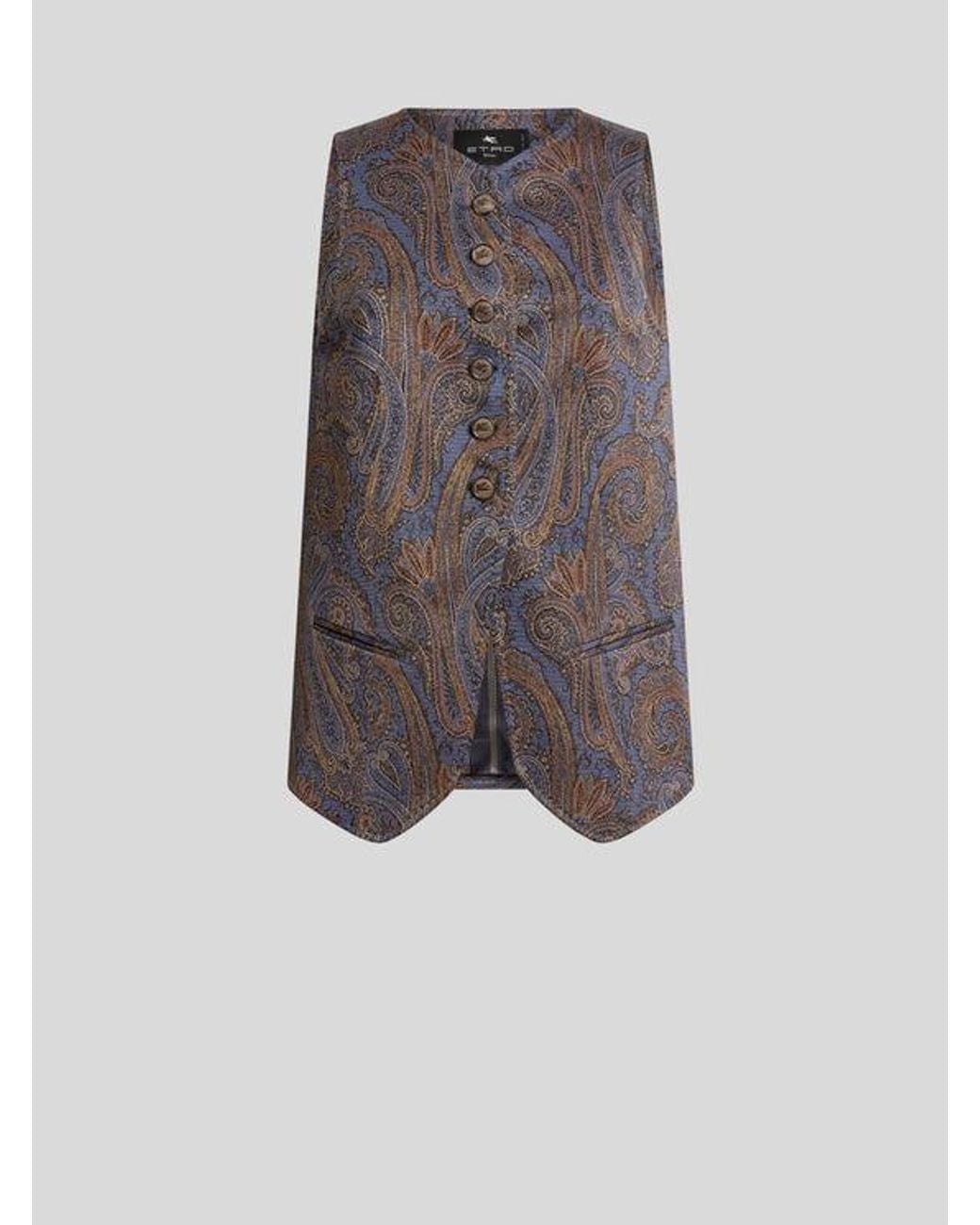 Etro Brown Cotton-Blend Jacquard Waistcoat With Paisley Motif