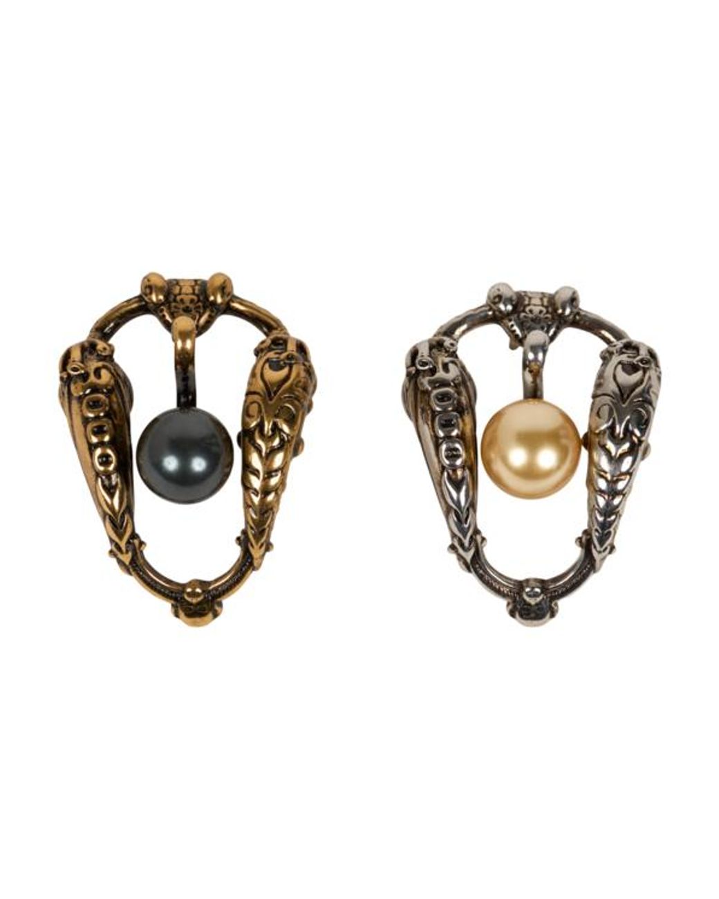 Etro Multicolor Earrings With Pearl Bead And Animal Buckle