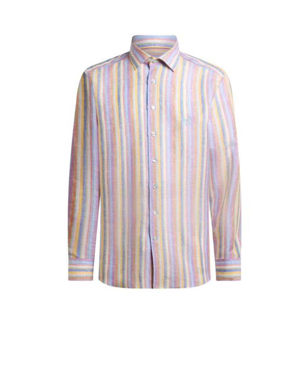 Etro Pink Multicoloured Striped Linen Shirt for men