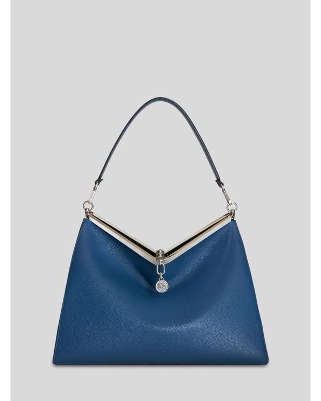 Etro Blue Large Leather Vela Bag for men