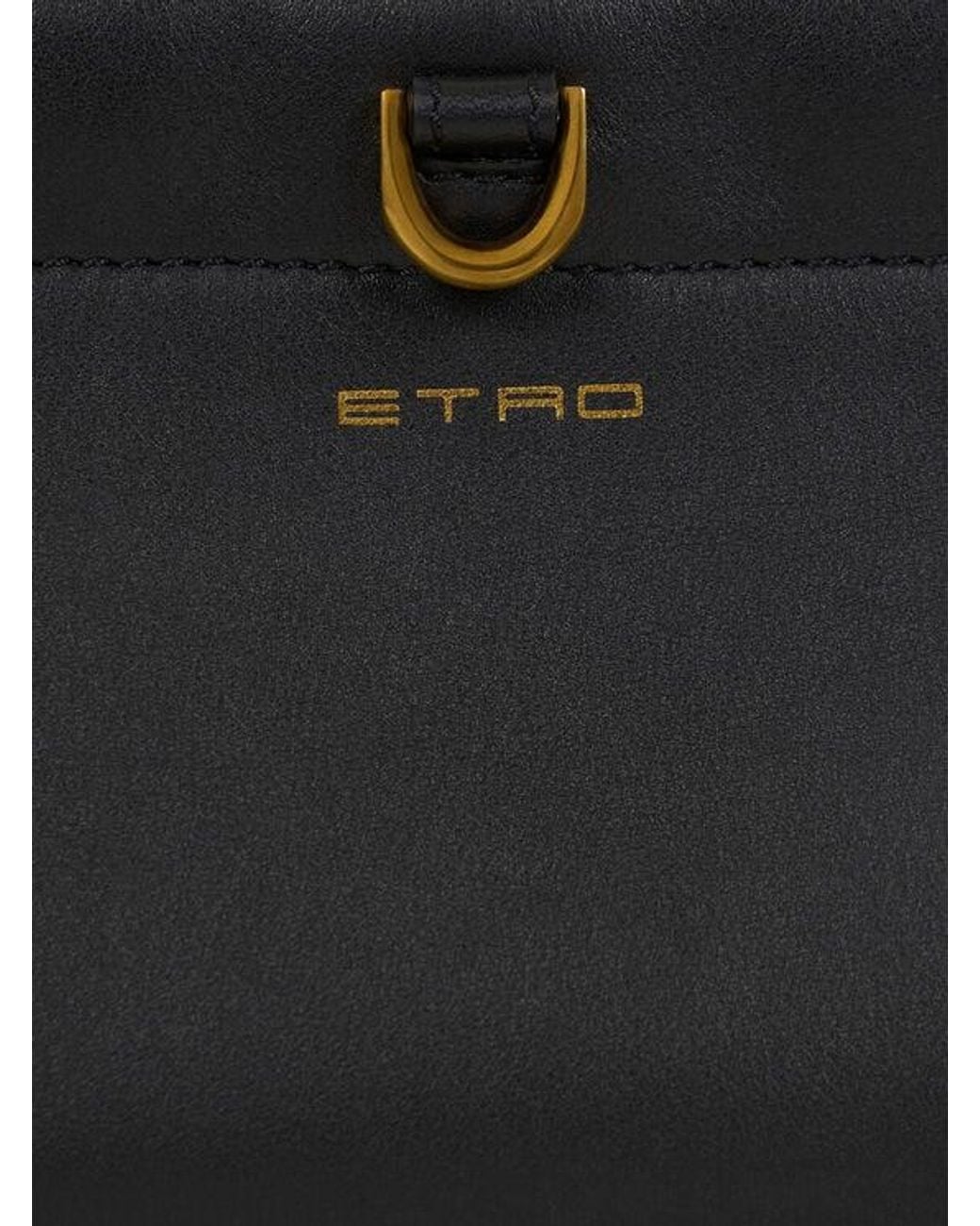 Etro White Mini Leather Clutch Talk With Chain Shoulder Strap