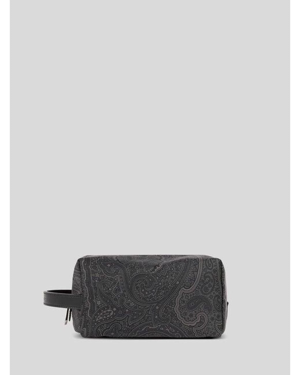 Etro Gray Small Nylon Pouch With Handle And Arnica Motif for men